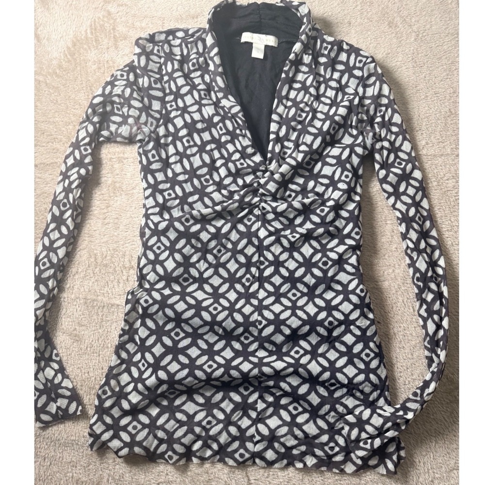 Weston Wear Anthropologie Geometric Mesh Twist Top Small Y2K Office Siren